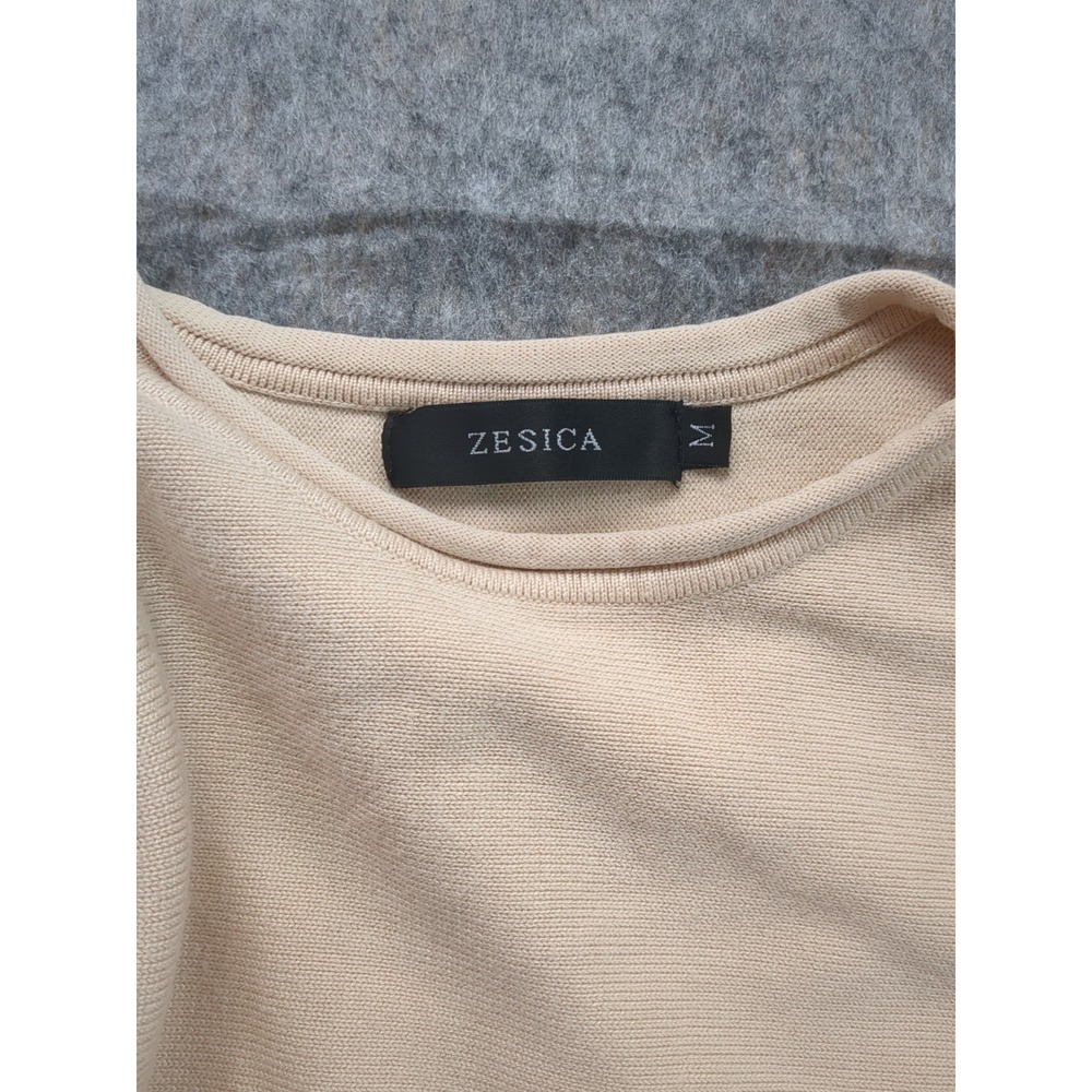 ZESICA Women's Cropped Sweater Medium Beige‎ Long Sleeve Beige - Picture 9 of 10